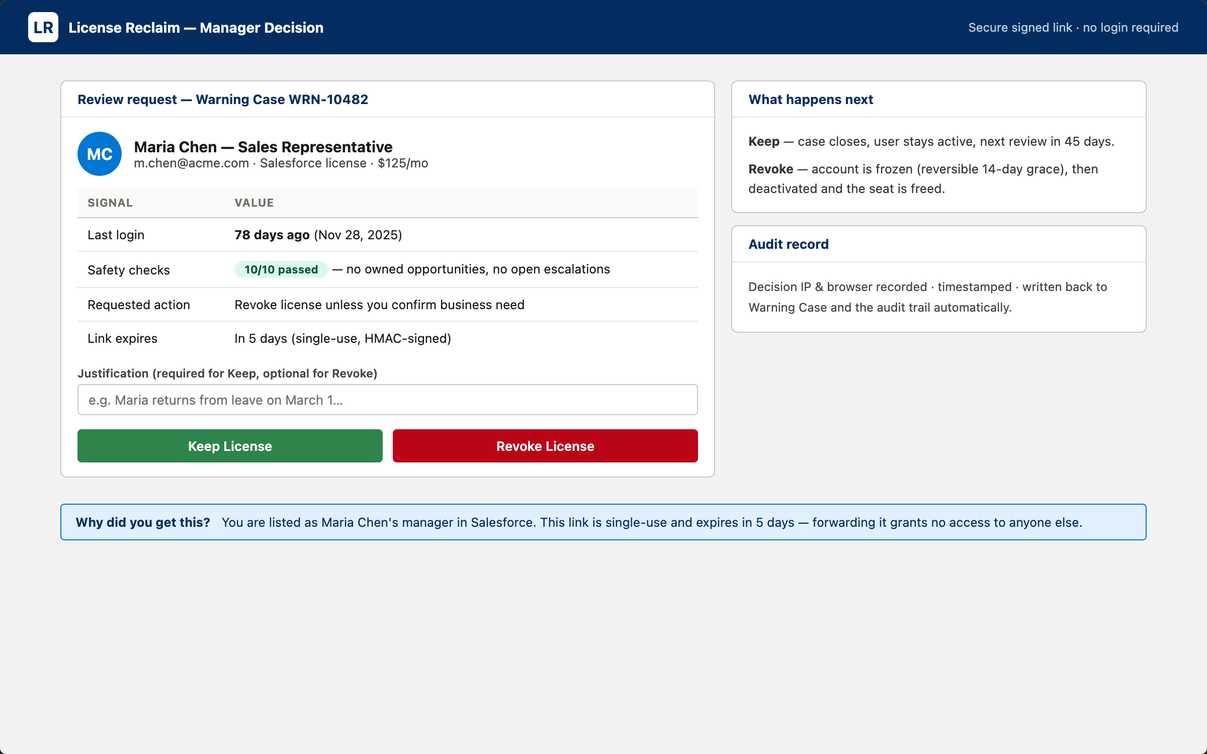 Manager Decision Page